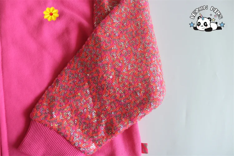 LEZONKIDS - Customization Autumn Pink Sequined Hoodie and Shorts Kids Tracksuits Sets for Girls